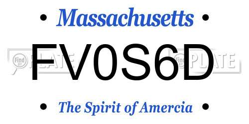FV0S6D Massachusetts License Plate