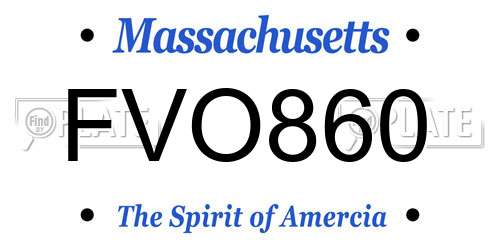 FVO860 Massachusetts License Plate