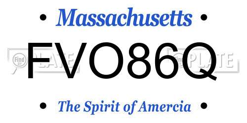 FVO86Q Massachusetts License Plate