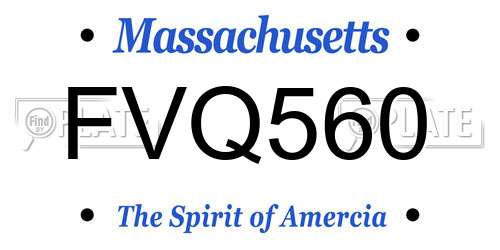 FVQ560 Massachusetts License Plate