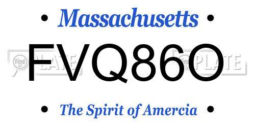 FVQ86O Massachusetts License Plate