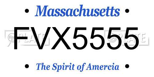 FVX5555 Massachusetts License Plate