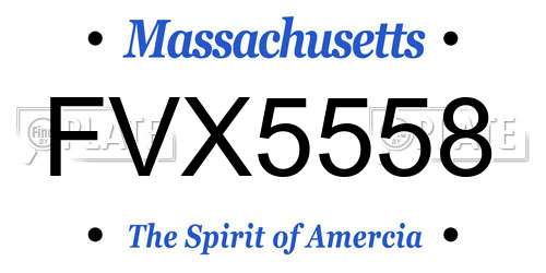 FVX5558 Massachusetts License Plate