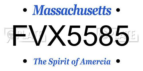 FVX5585 Massachusetts License Plate