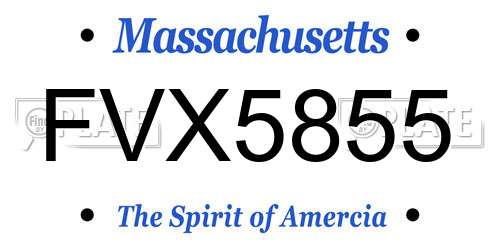 FVX5855 Massachusetts License Plate