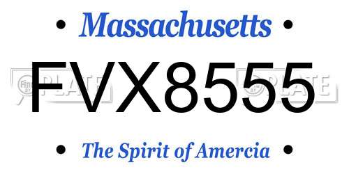 FVX8555 Massachusetts License Plate