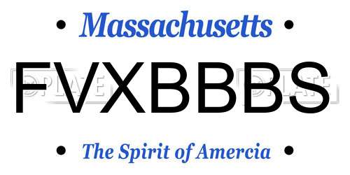 FVXBBBS Massachusetts License Plate