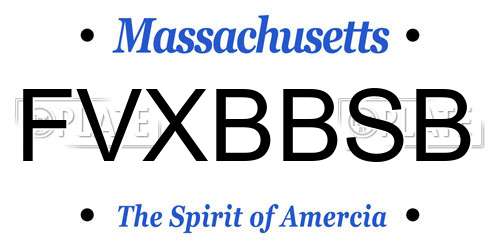 FVXBBSB Massachusetts License Plate