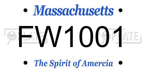 FW1001 Massachusetts License Plate