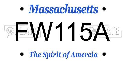 FW115A Massachusetts License Plate
