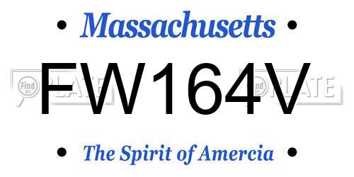 FW164V Massachusetts License Plate