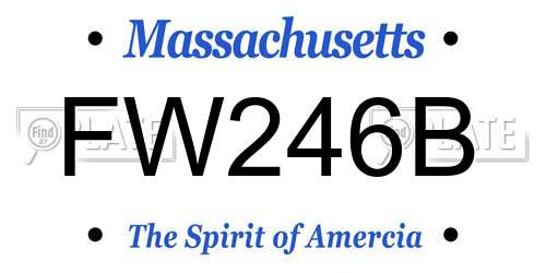 FW246B Massachusetts License Plate