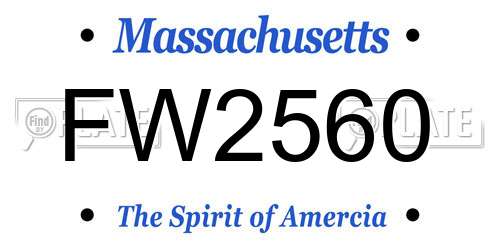 FW2560 Massachusetts License Plate