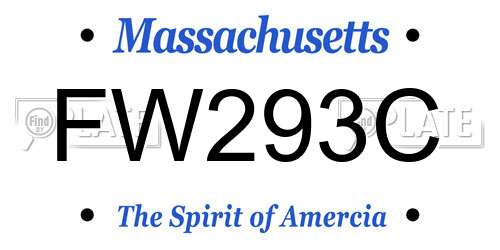 FW293C Massachusetts License Plate