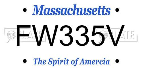 FW335V Massachusetts License Plate