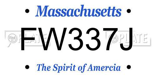 FW337J Massachusetts License Plate