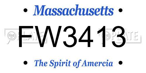 FW3413 Massachusetts License Plate