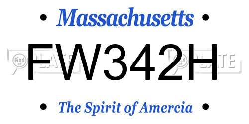 FW342H Massachusetts License Plate