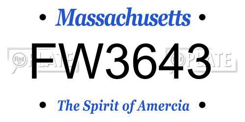 FW3643 Massachusetts License Plate