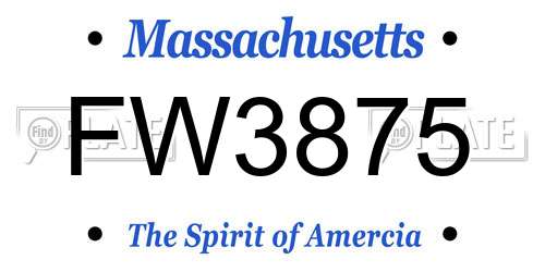 FW3875 Massachusetts License Plate