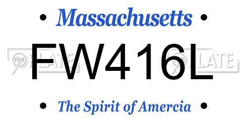 FW416L Massachusetts License Plate