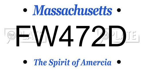 FW472D Massachusetts License Plate