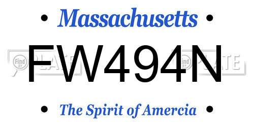 FW494N Massachusetts License Plate