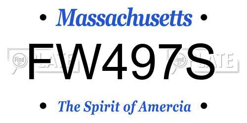FW497S Massachusetts License Plate