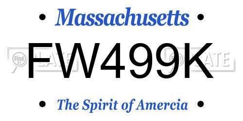 FW499K Massachusetts License Plate