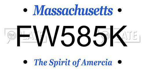 FW585K Massachusetts License Plate