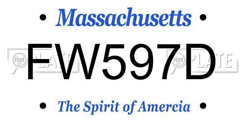 FW597D Massachusetts License Plate