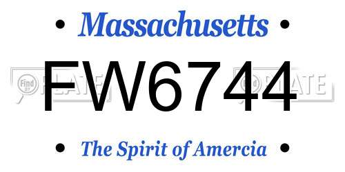 FW6744 Massachusetts License Plate