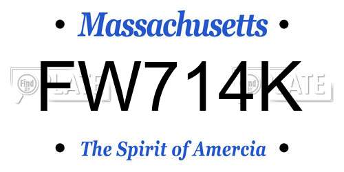 FW714K Massachusetts License Plate