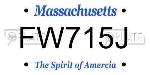 FW715J Massachusetts License Plate