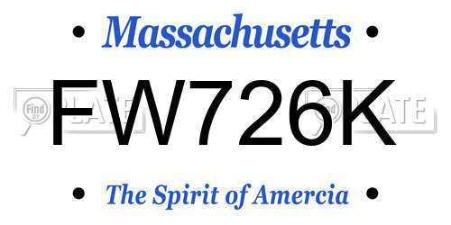 FW726K Massachusetts License Plate