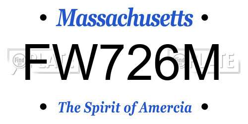 FW726M Massachusetts License Plate