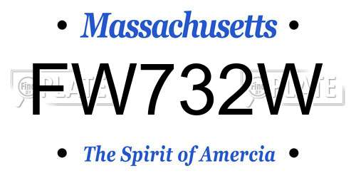 FW732W Massachusetts License Plate