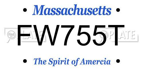 FW755T Massachusetts License Plate
