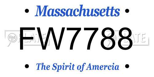 FW7788 Massachusetts License Plate
