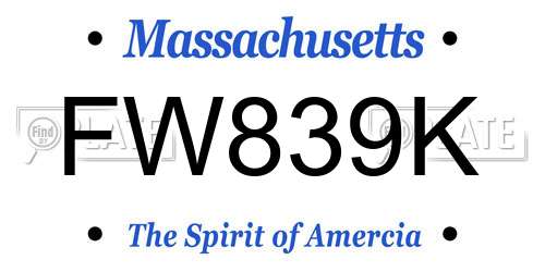 FW839K Massachusetts License Plate
