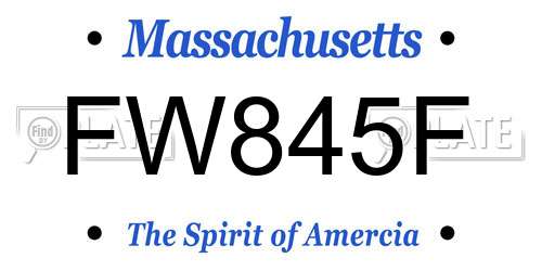 FW845F Massachusetts License Plate