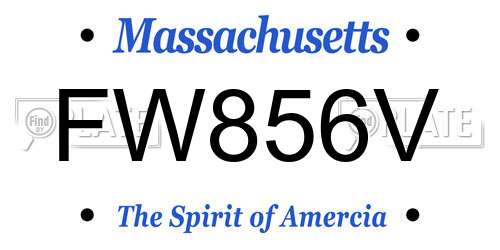 FW856V Massachusetts License Plate