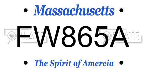 FW865A Massachusetts License Plate