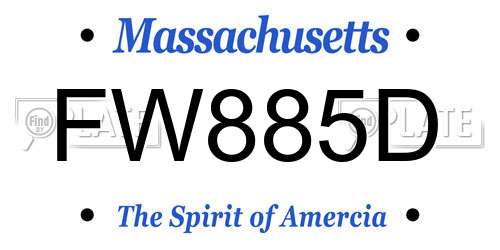 FW885D Massachusetts License Plate