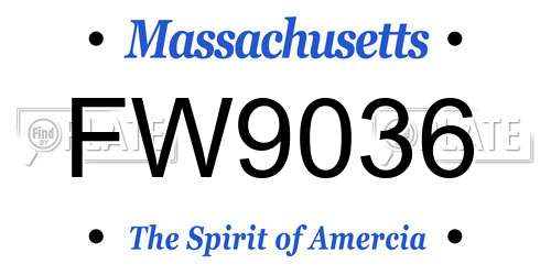 FW9036 Massachusetts License Plate