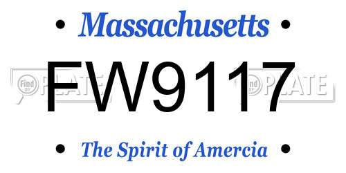 FW9117 Massachusetts License Plate