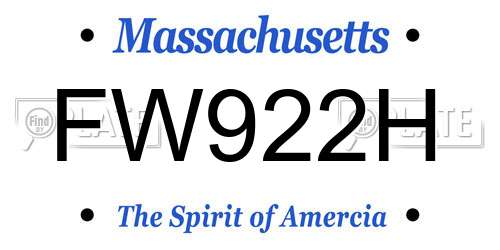 FW922H Massachusetts License Plate