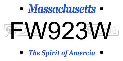 FW923W Massachusetts License Plate