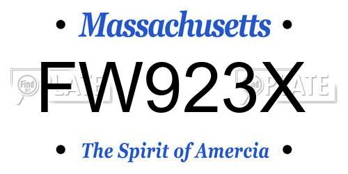 FW923X Massachusetts License Plate