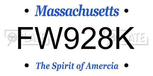 FW928K Massachusetts License Plate